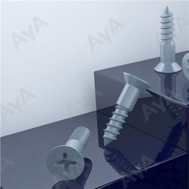 Sgriwiau Pren Pen Fflat Plated Du